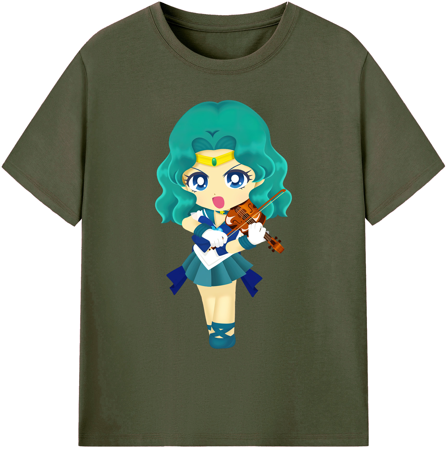 （画像用） 美少女戦士セーラームーン 海王 みちる（かいおう みちる） Sailor Moon Kaiou Michiru 綿100％ メンズ半袖Tシャツ｜肌触りやわらか＆通気性